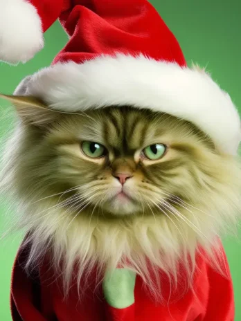 Green Grinch Cat in Studio