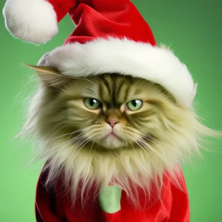 Green Grinch Cat in Studio - Image 2