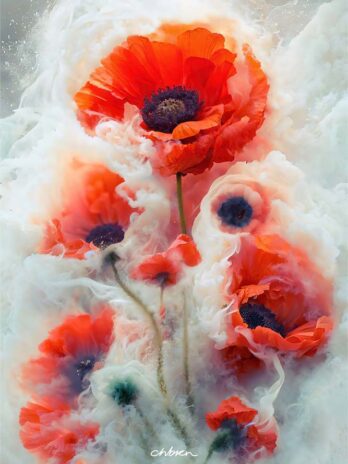 Bouquet of red poppies