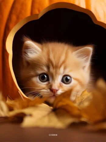 Kitten in Big Pumpkin