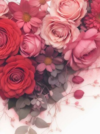 Red and Pink Flower Heart