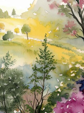 Watercolor Heart Landscape