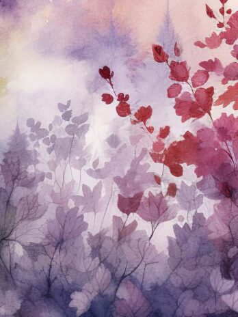Misty Watercolor Heart Landscape