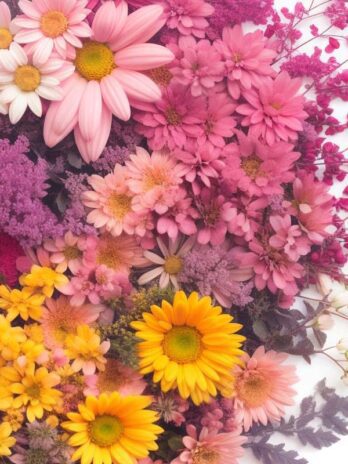 Pink, Red, and Yellow Daisy Heart Photo