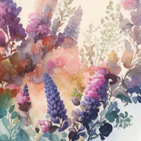 Watercolor Lupin Heart Still Life - Image 2