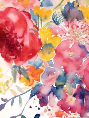 Bright Red-Yellow Floral Heart