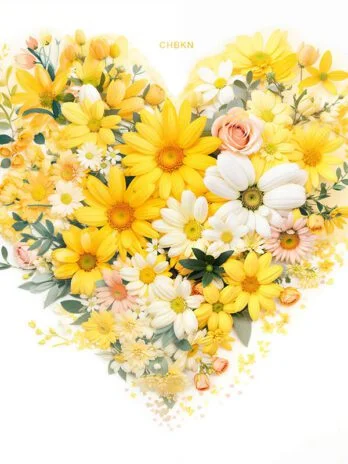 Bright Yellow and White Flower Heart