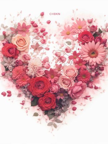 Red and Pink Flower Heart