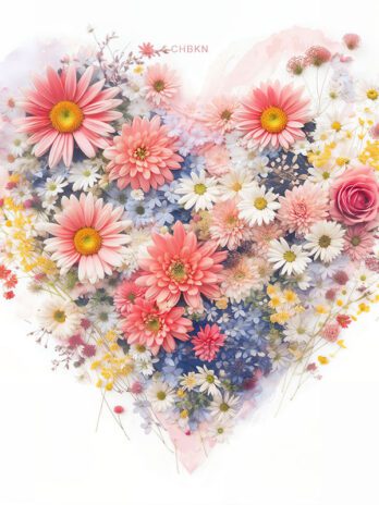 Pink and White Flower Heart Photo