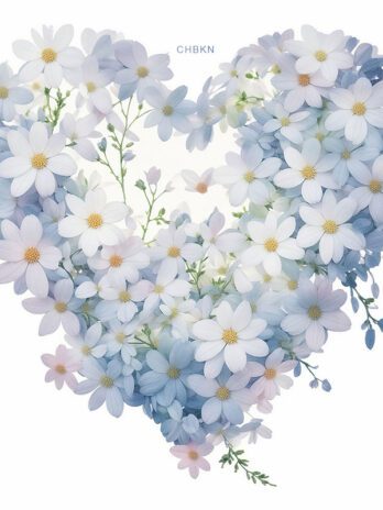 White and Blue Flower Heart Photo