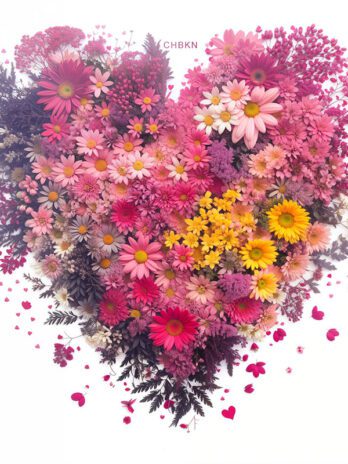 Pink, Red, and Yellow Daisy Heart Photo