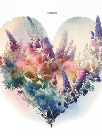 Watercolor Lupin Heart Still Life