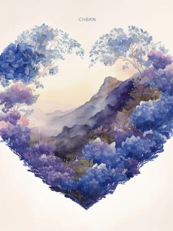 Blue-Lilac Floral Heart