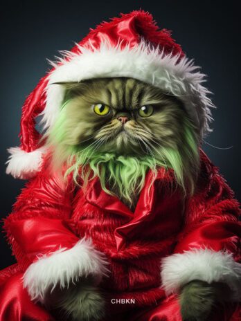 Frowning Santa Suit Cat