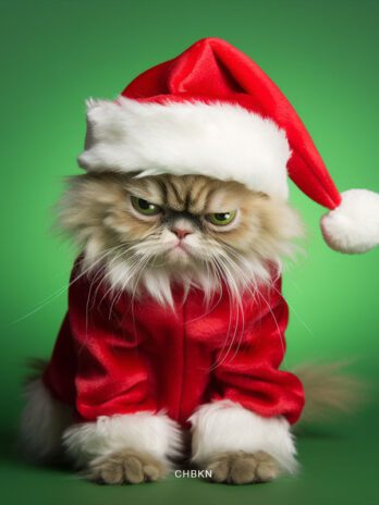 Discontented Santa Cat