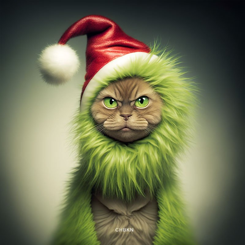 Cheerful Grinch in Red Hat – CHBKN