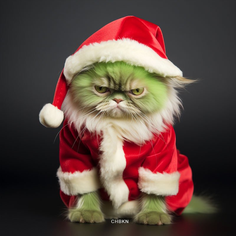 Grinch cat shop costume