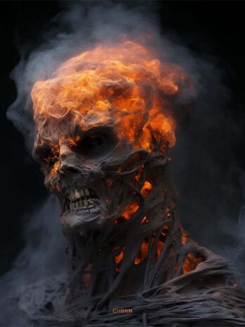 Burning Zombie Head