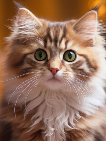 Striped Cat Amid Christmas Lights