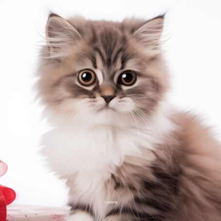 Kitten in White Studio Amid Gift Boxes with Bows - Image 2