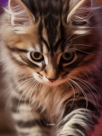 Kitten Playing with Christmas Lights Garland