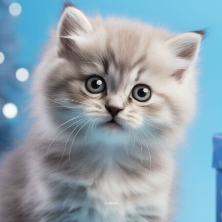 Kitten in Blue Studio Among Gift Boxes - Image 2