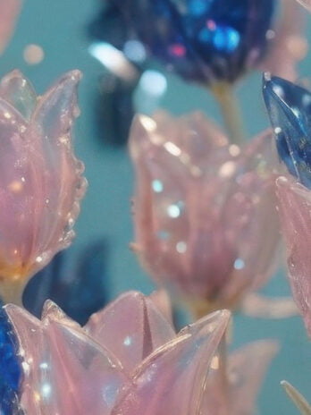 Elegant Pink and Blue GlassTulips