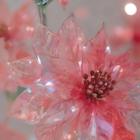 Sparkling Pink Poinsettia Christmas Decor - Image 2