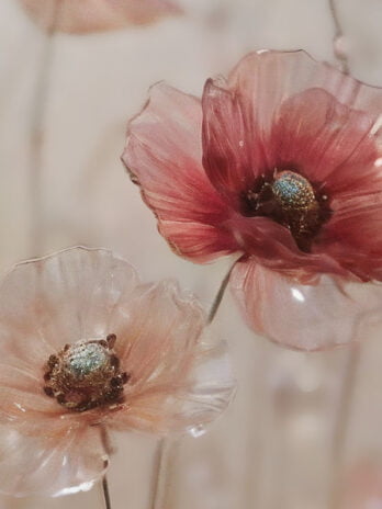 Delicate Red Poppy Crystal Bouquet