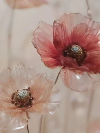 Delicate Red Poppy Crystal Bouquet
