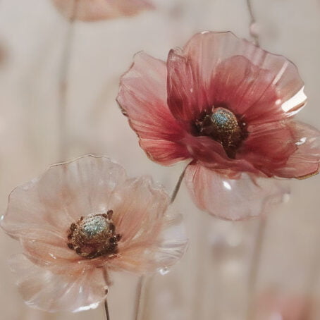 Delicate Red Poppy Crystal Bouquet - Image 2