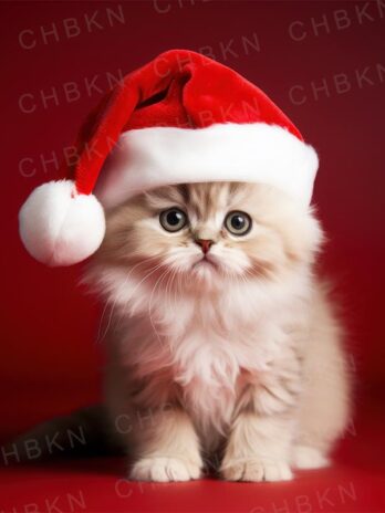 Cute Kitten in Santa Hat – Christmas Cheer