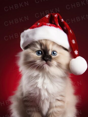 Kitten in Red Santa Hat – Festive Fun