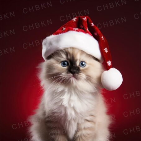 Kitten in red Santa hat