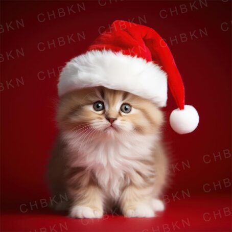 Cute Kitten in Santa hat