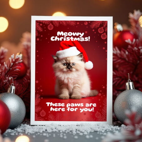 Adorable Christmas Kitten in Santa Hat - Image 2