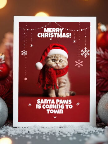 Kitten in Red Scarf and Santa Hat – Cozy Christmas