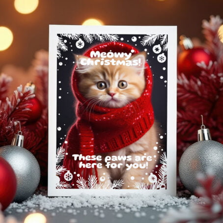 Kitten in Red Scarf – Festive Warmth - Image 2