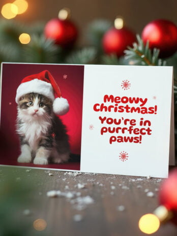 Fluffy Kitten in Santa Hat – Holiday Magic