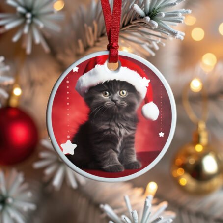 Grey Kitten in Santa Hat – Christmas Spirit - Image 2