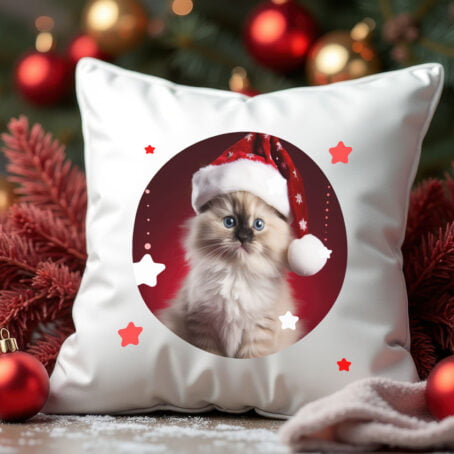 Kitten in Red Santa Hat – Festive Fun - Image 2