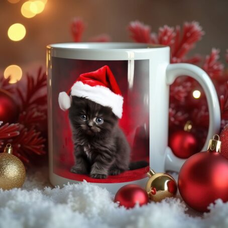 Fluffy Kitten in Santa Hat – Holiday Spirit - Image 2