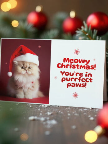 Sweet Persian Kitten in Santa Hat