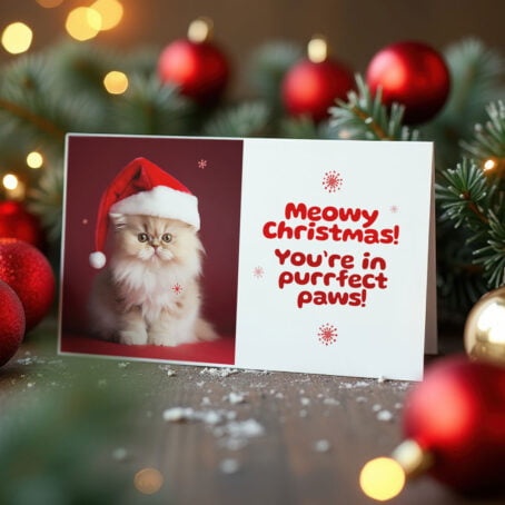 Sweet Persian Kitten in Santa Hat - Image 2