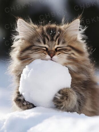 Kitten Snowball Hug
