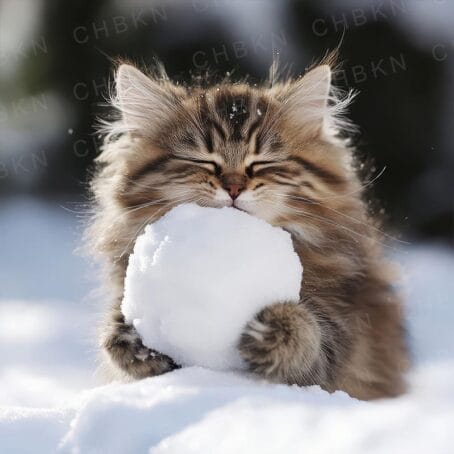 Kitten Snowball Hug