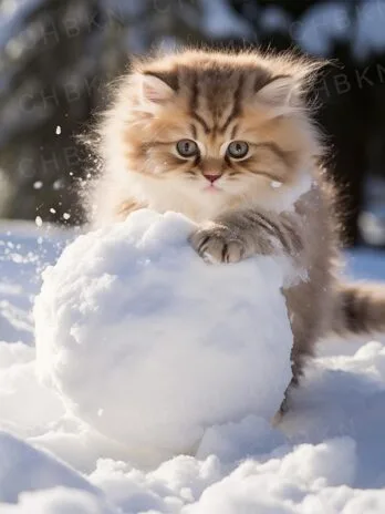 Playful Kitten’s Snowball Challenge