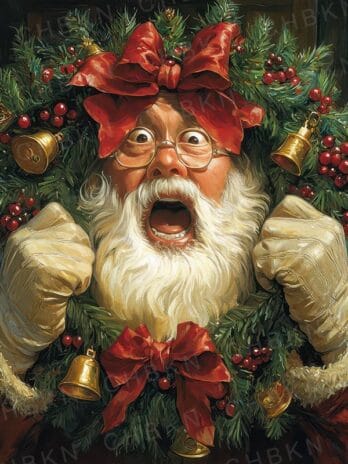 Surprised Santa Wreath