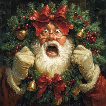 Surprised Santa Wreath